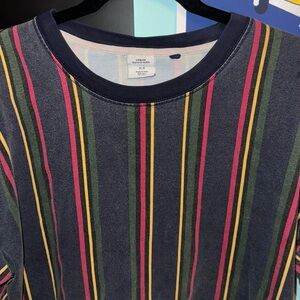 Cropped #UO #Urbanoutfitters navy and yellow, red and green striped shirt